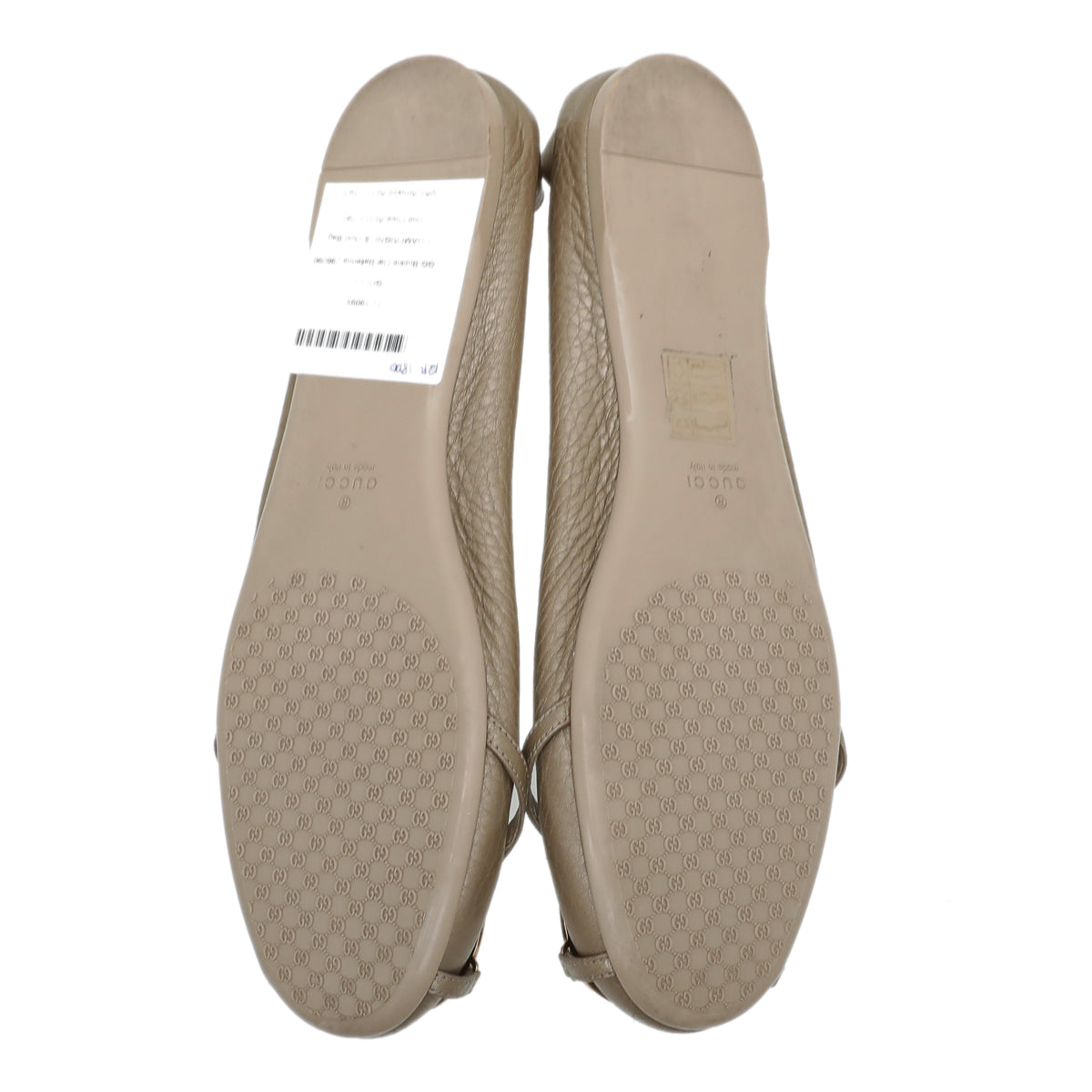 Gucci Champagne GG Buckle Flat Ballerina 37.5