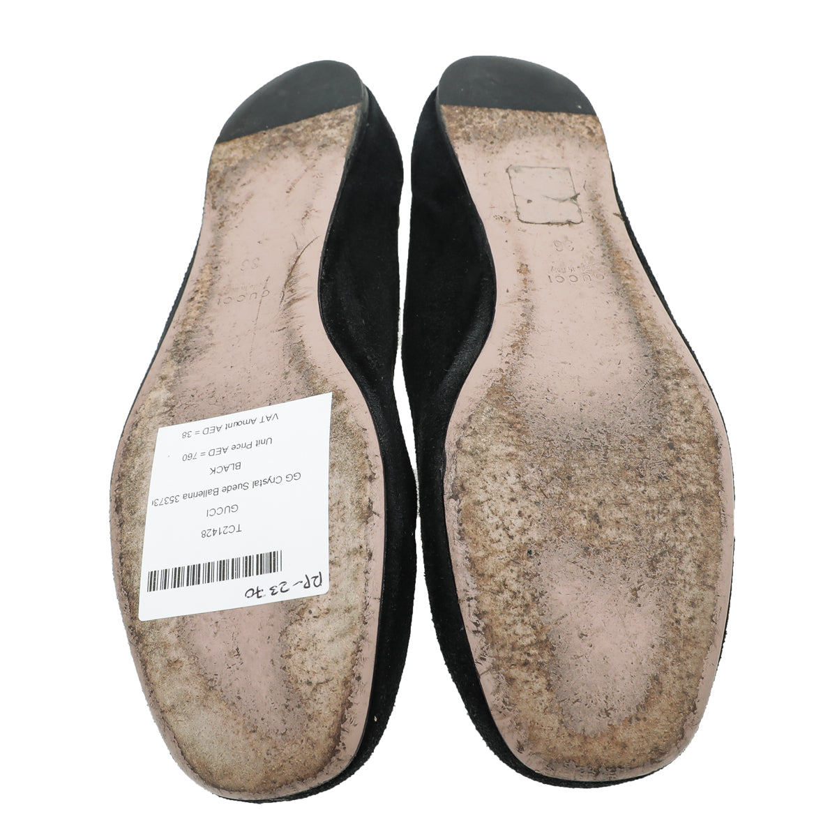Gucci Black Suede GG Crystal Ballerina 36