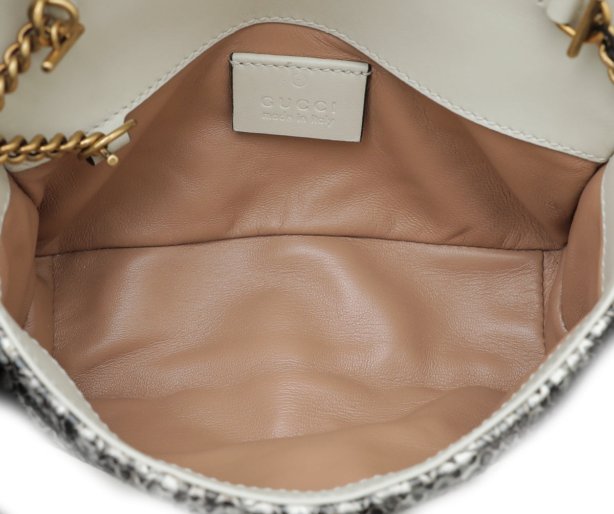 Gucci Off White Python GG Marmont Super Mini Bag
