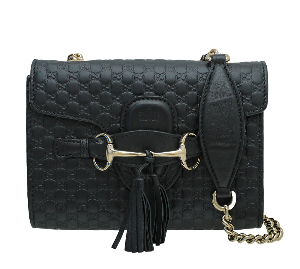 Gucci Black GG Microguccissima Emily Bag