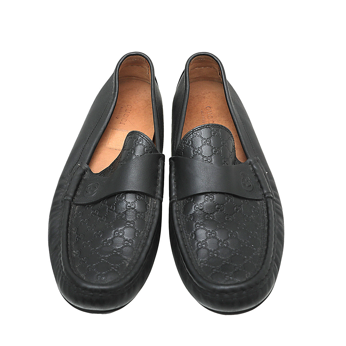 Gucci Black GG Microguccissima Mens Driver Loafer 40