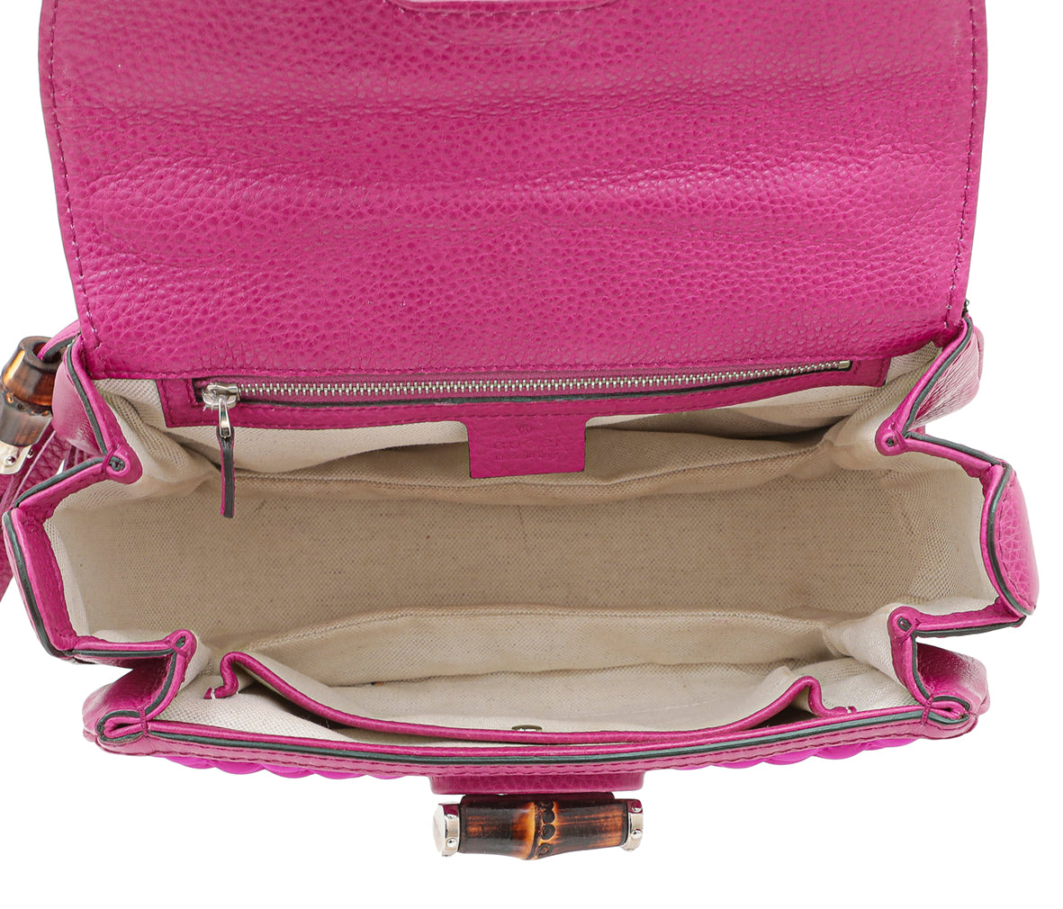 Gucci Magenta GG Neoprene New Bamboo Top Handle Bag
