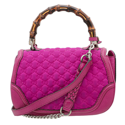 Gucci Magenta GG Neoprene New Bamboo Top Handle Bag