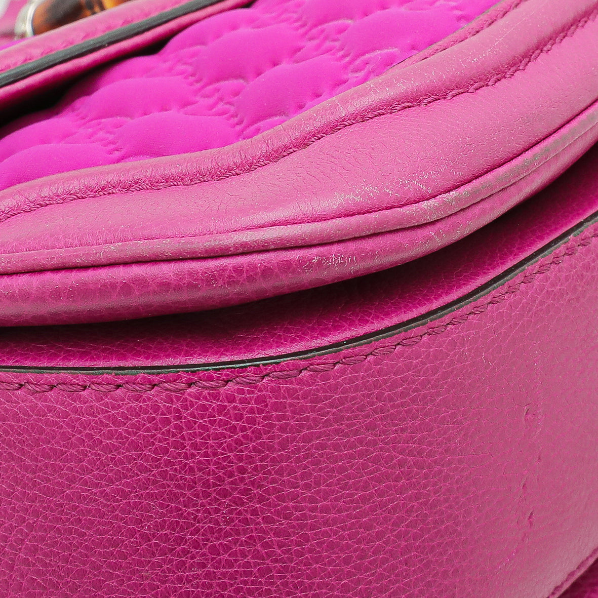 Gucci Magenta GG Neoprene New Bamboo Top Handle Bag