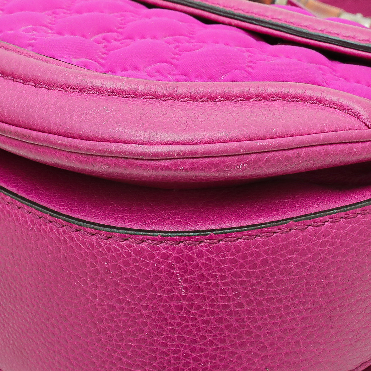 Gucci Magenta GG Neoprene New Bamboo Top Handle Bag
