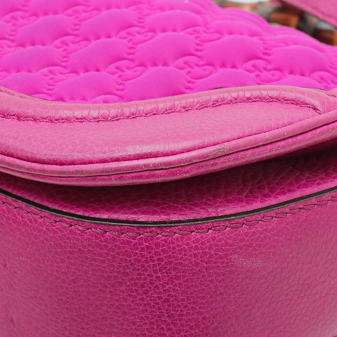 Gucci Magenta GG Neoprene New Bamboo Top Handle Bag
