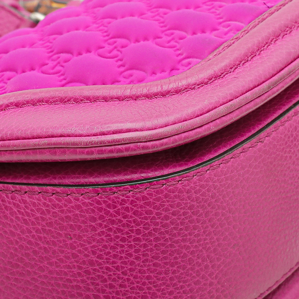 Gucci Magenta GG Neoprene New Bamboo Top Handle Bag