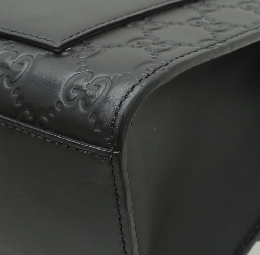 Gucci Black Guccissima Padlock Bag