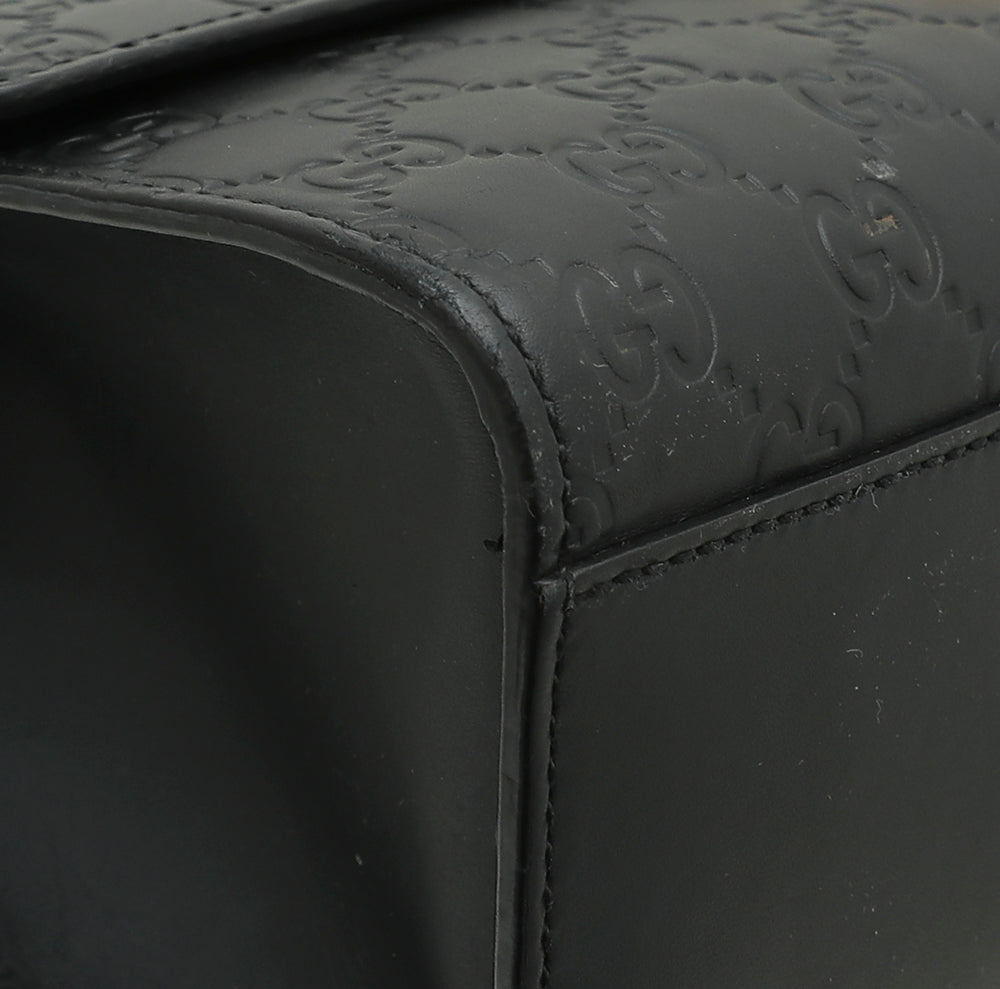 Gucci Black Guccissima Padlock Bag