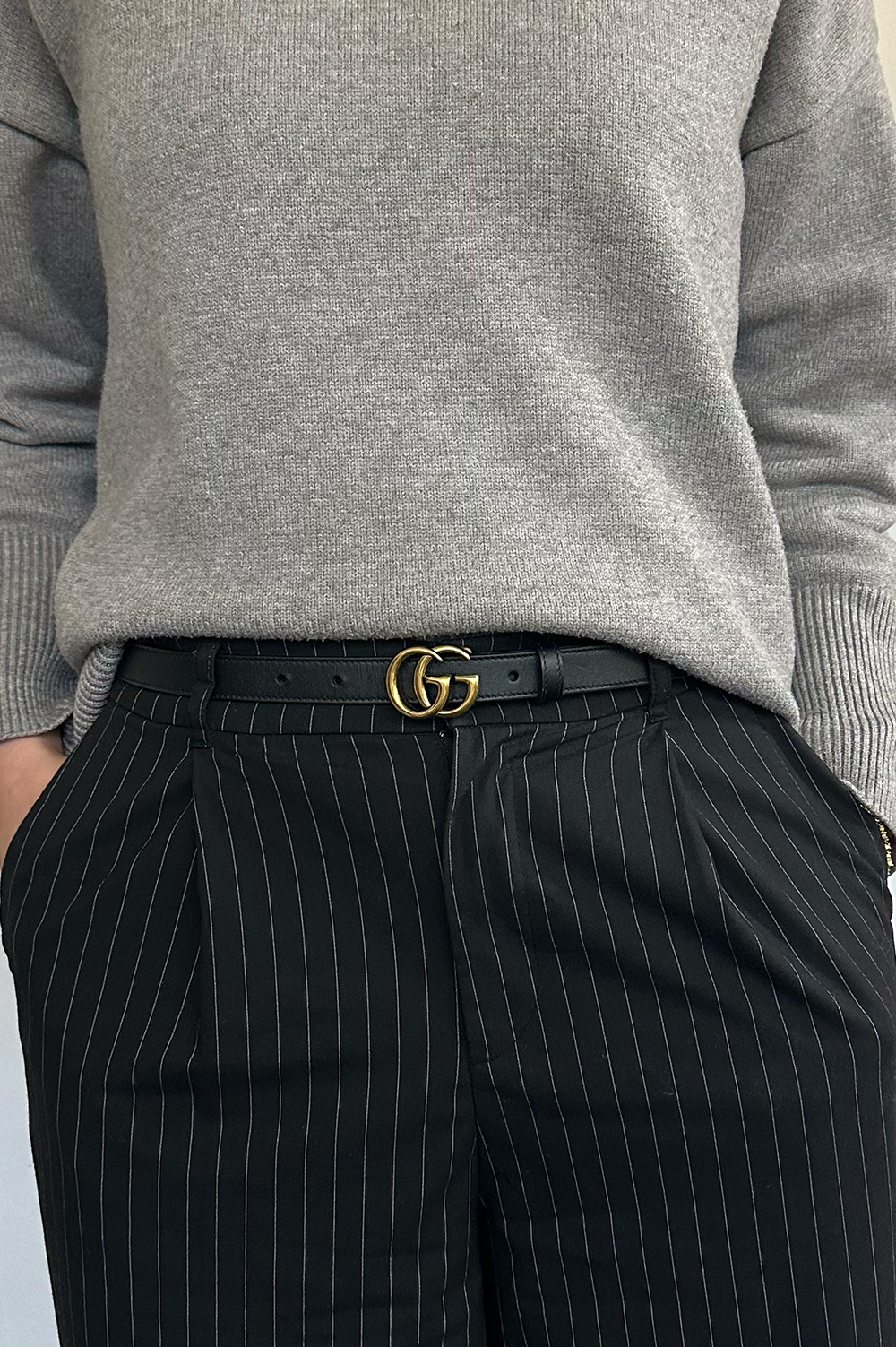 GUCCI Marmont Thin Belt Black
