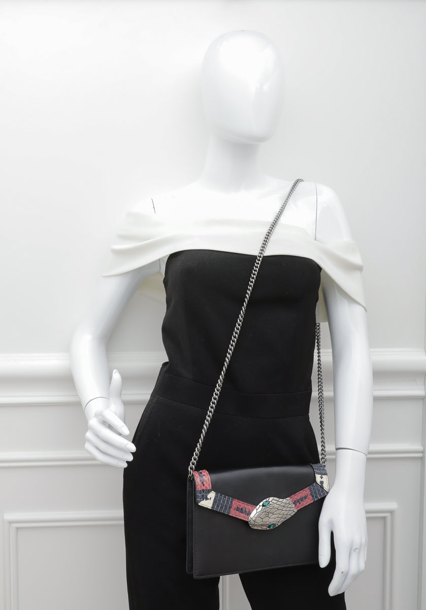 Gucci Black Lilith Snakeskin Chain Bag