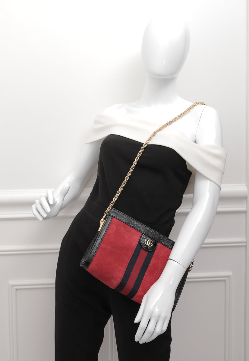Gucci Bicolor Ophidia GG Suede Small Shoulder Bag