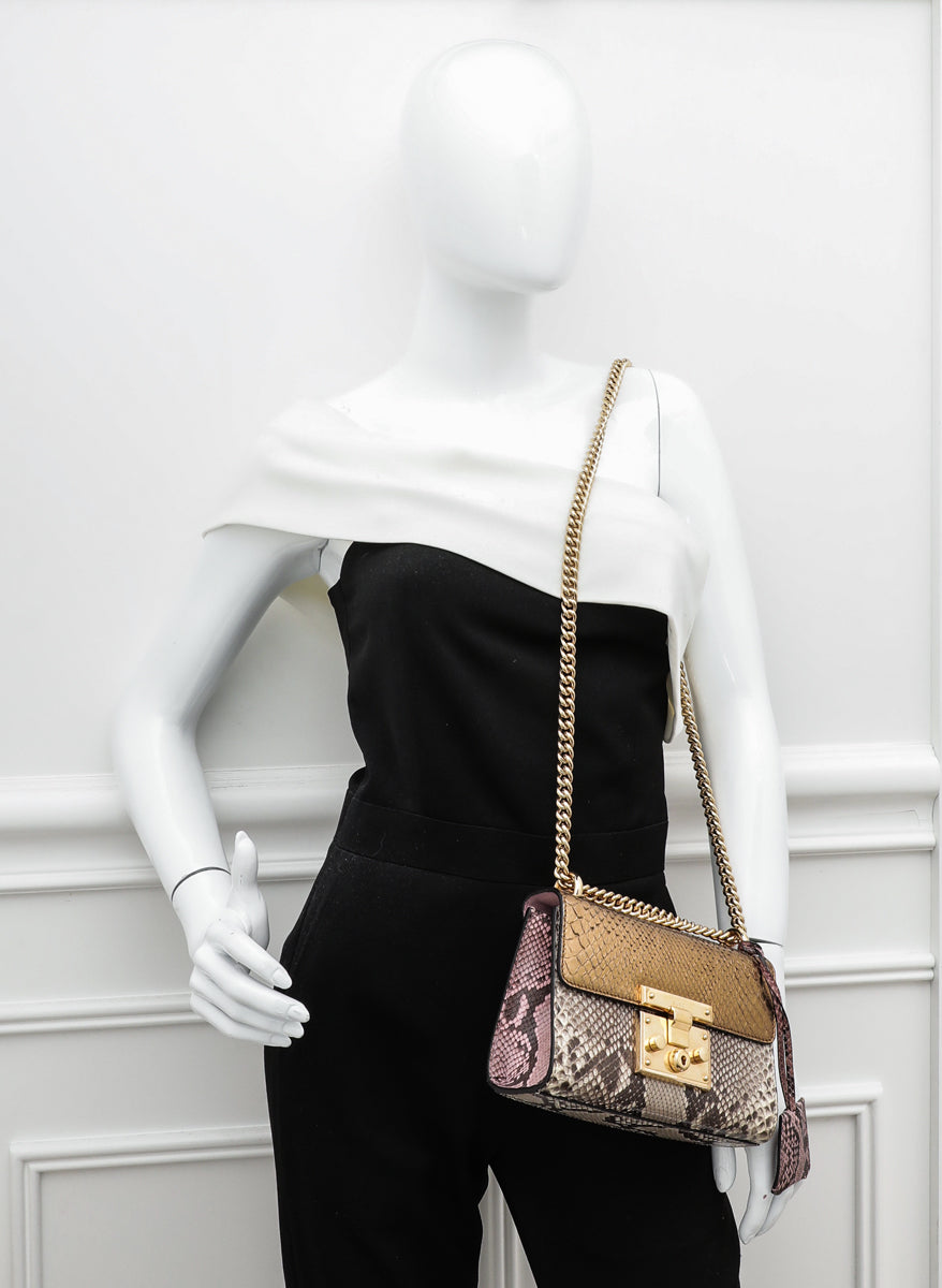 Gucci Bicolor Python Padlock Small Bag