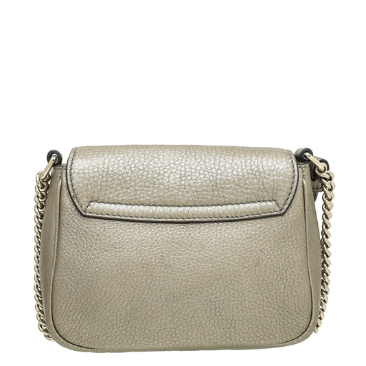 Gucci Metallic Champagne Soho Tassel Flap Chain Bag