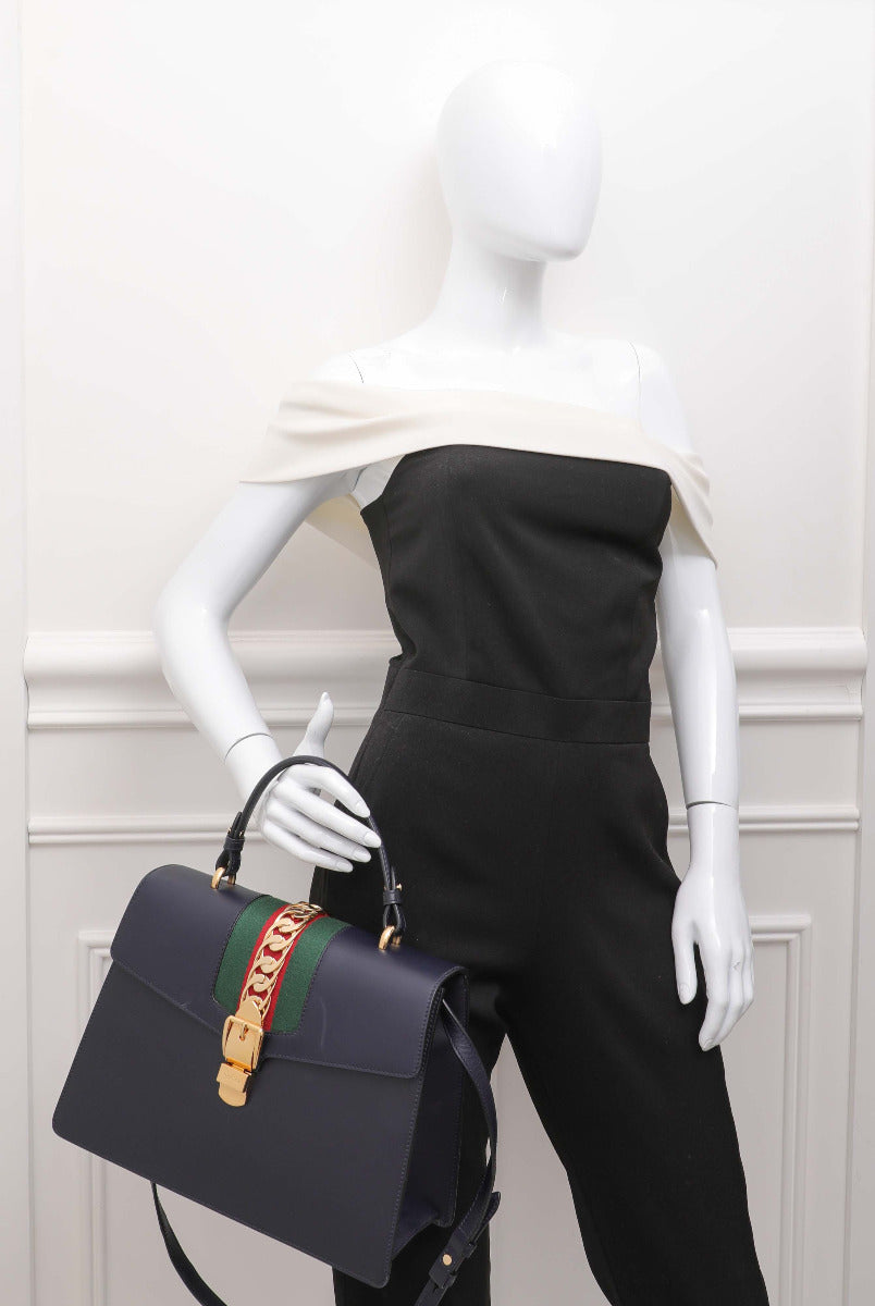 Gucci Navy Blue Sylvie Medium Bag
