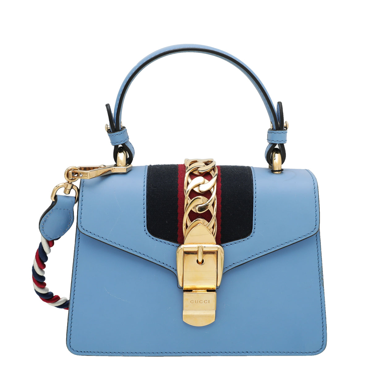 Gucci Blue Sylvie Top Handle Mini Bag