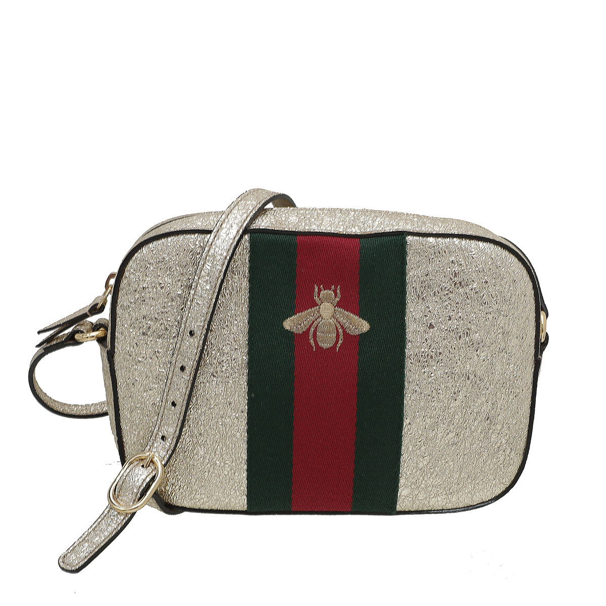 Gucci Metallic Gold Webby Bee Camera Bag