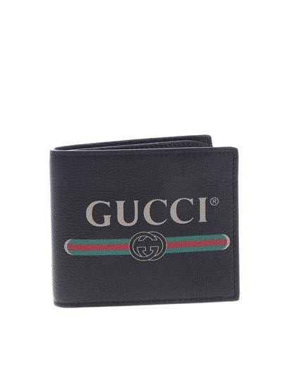 Gucci Printed Logo Leather Wallet In Black