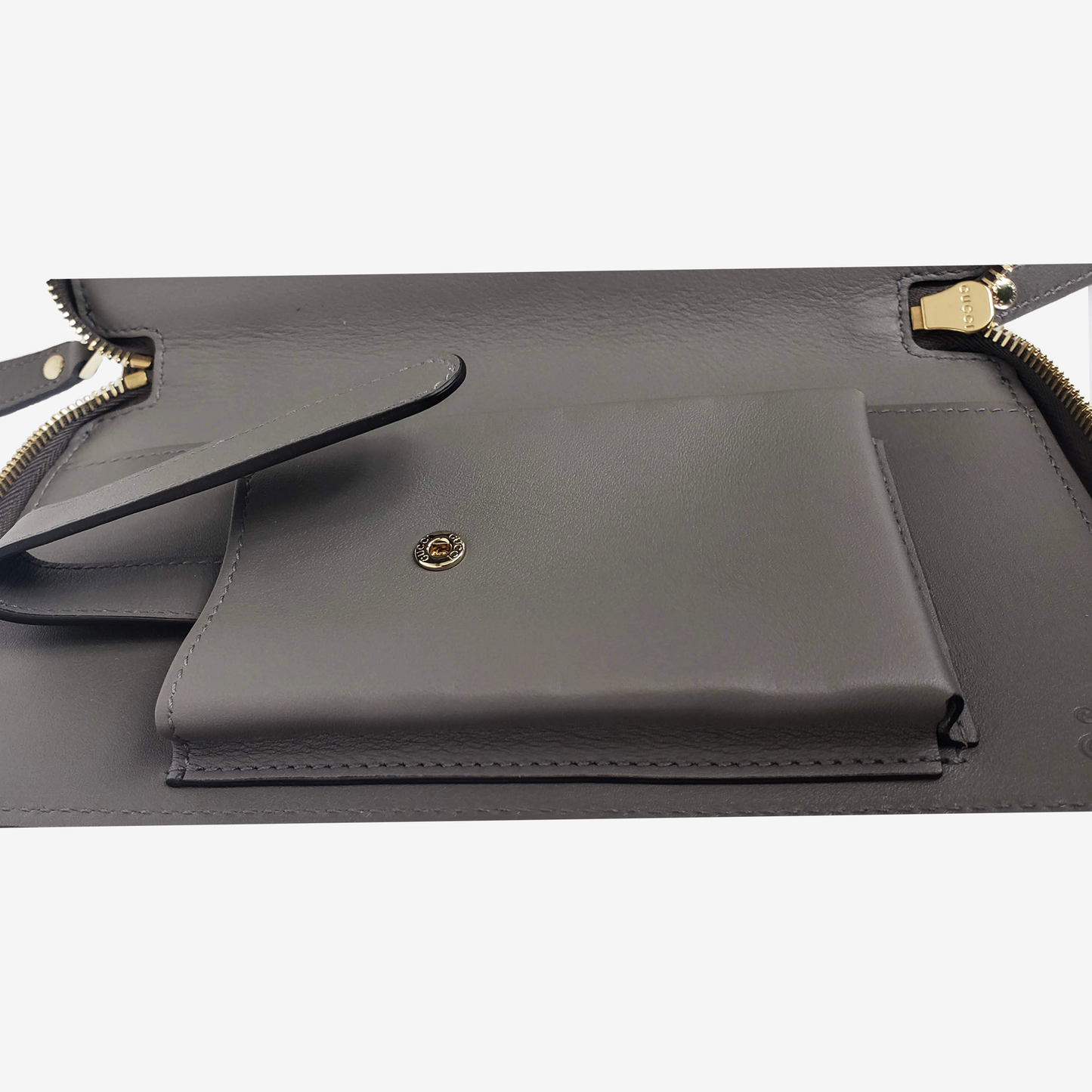 Gucci Microguccissma Double Zip Travel Wallet Bag in Gray