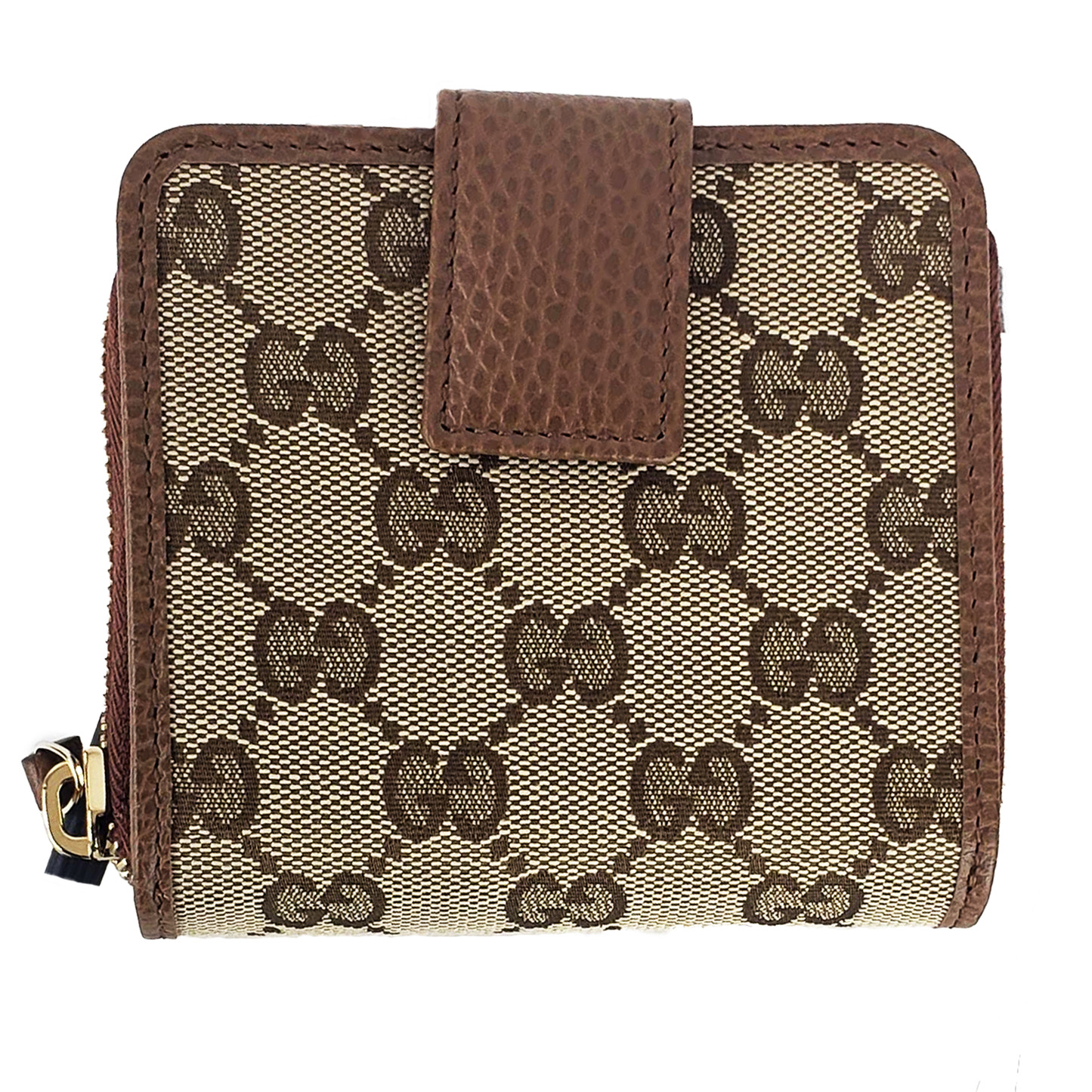 Gucci Original GG Canvas French Wallet in Beige and Tobacco