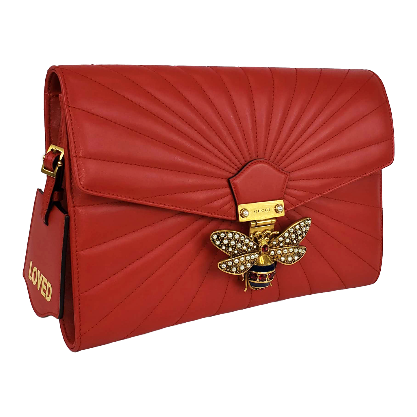 Gucci Queen Margaret Apollo Clutch Handbag in Hibiscus Red