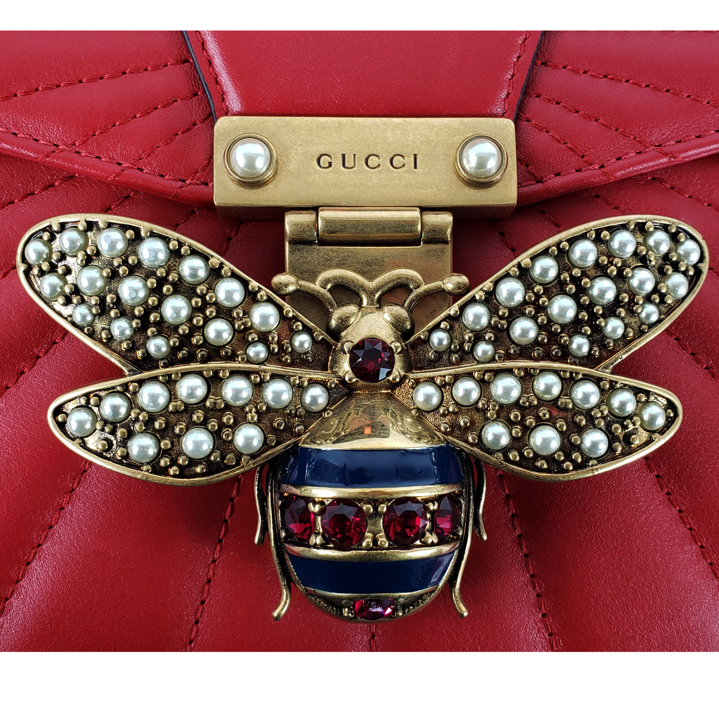Gucci Queen Margaret Apollo Clutch Handbag in Hibiscus Red