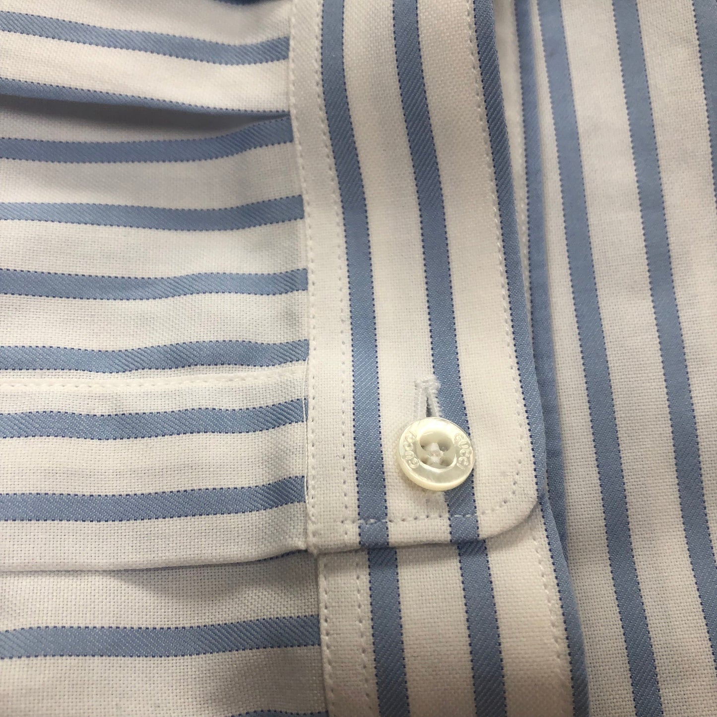 Gucci White and Blue Striped Classic Button Down Shirt