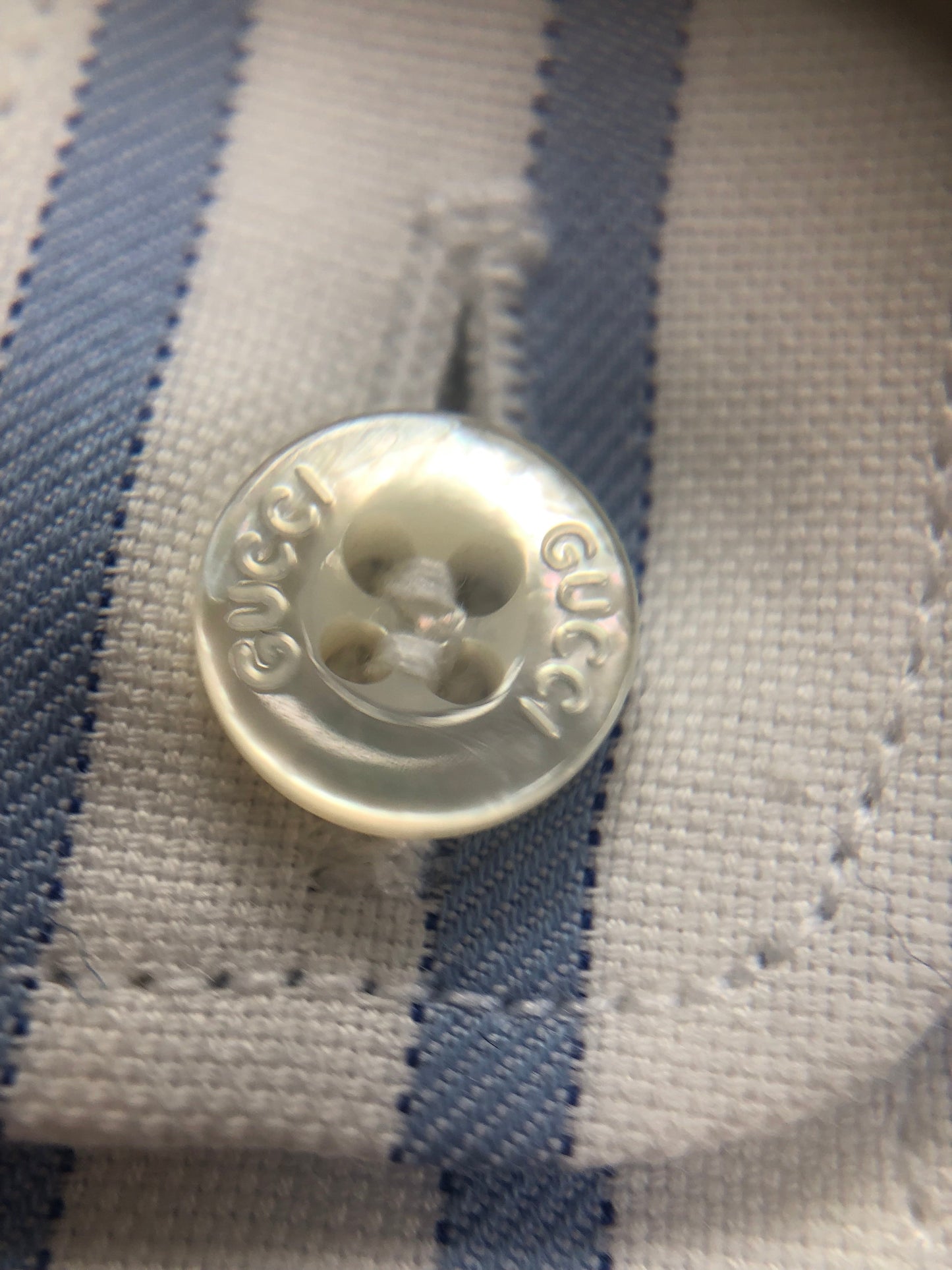 Gucci White and Blue Striped Classic Button Down Shirt