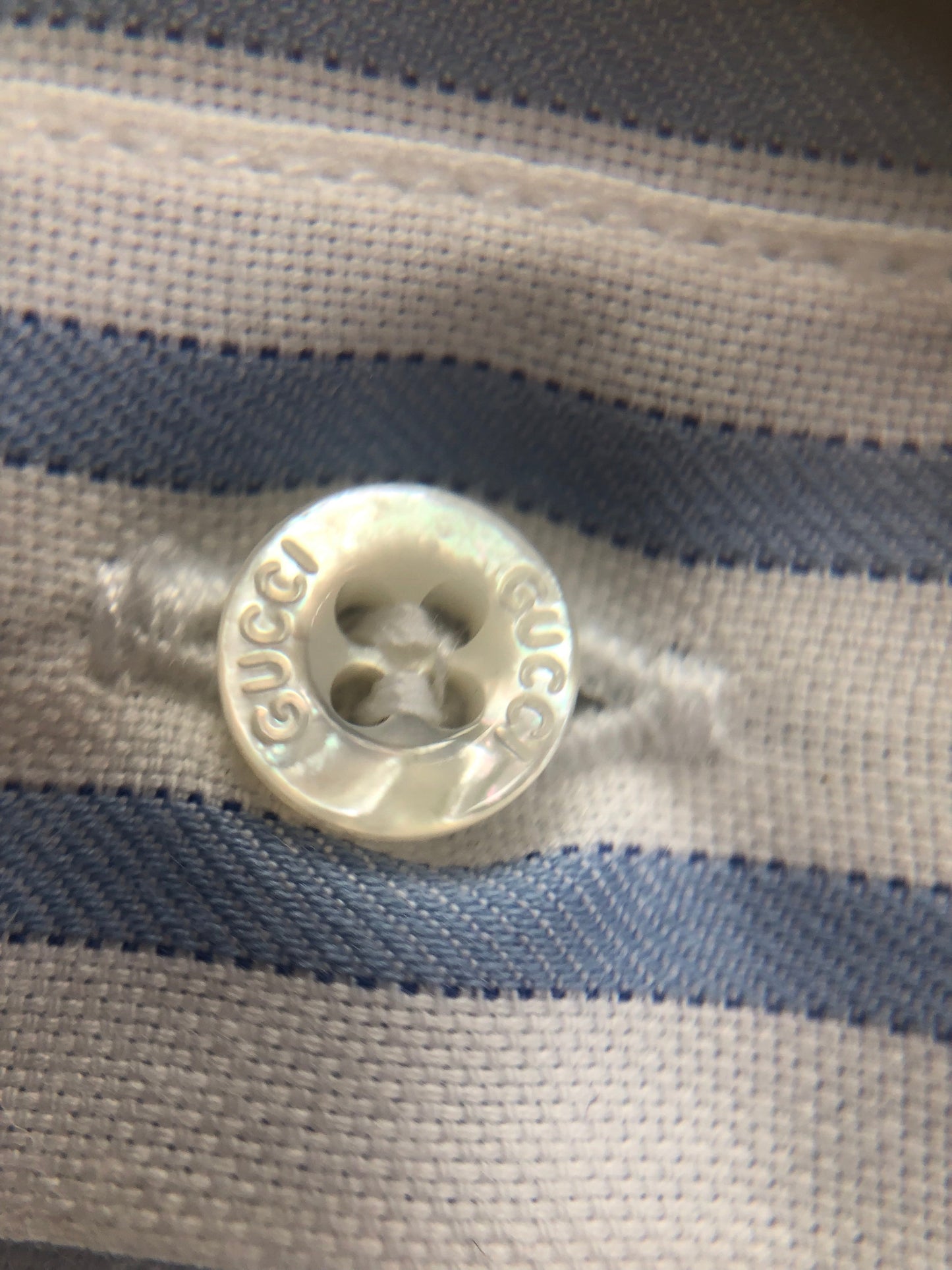 Gucci White and Blue Striped Classic Button Down Shirt