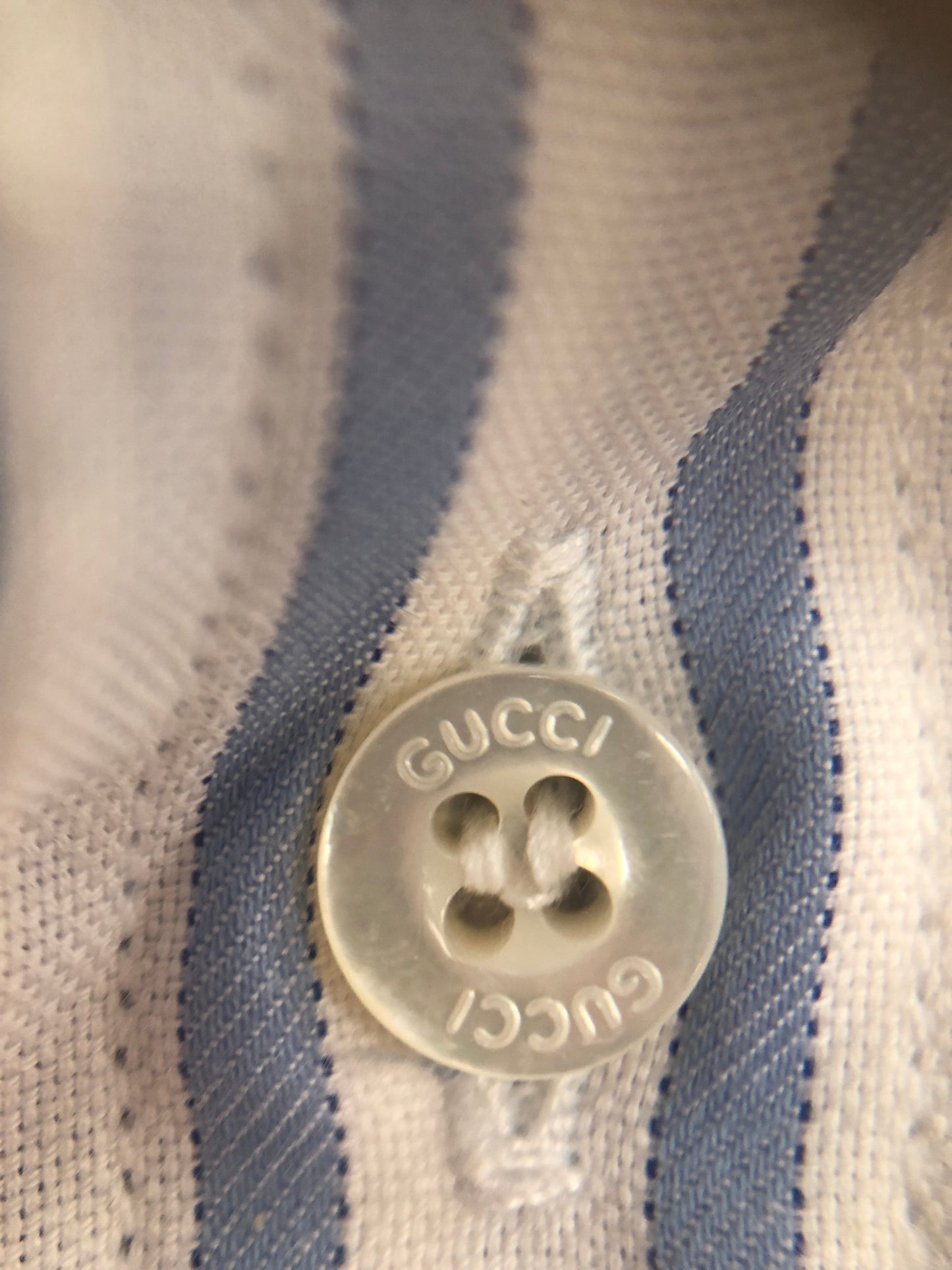Gucci White and Blue Striped Classic Button Down Shirt