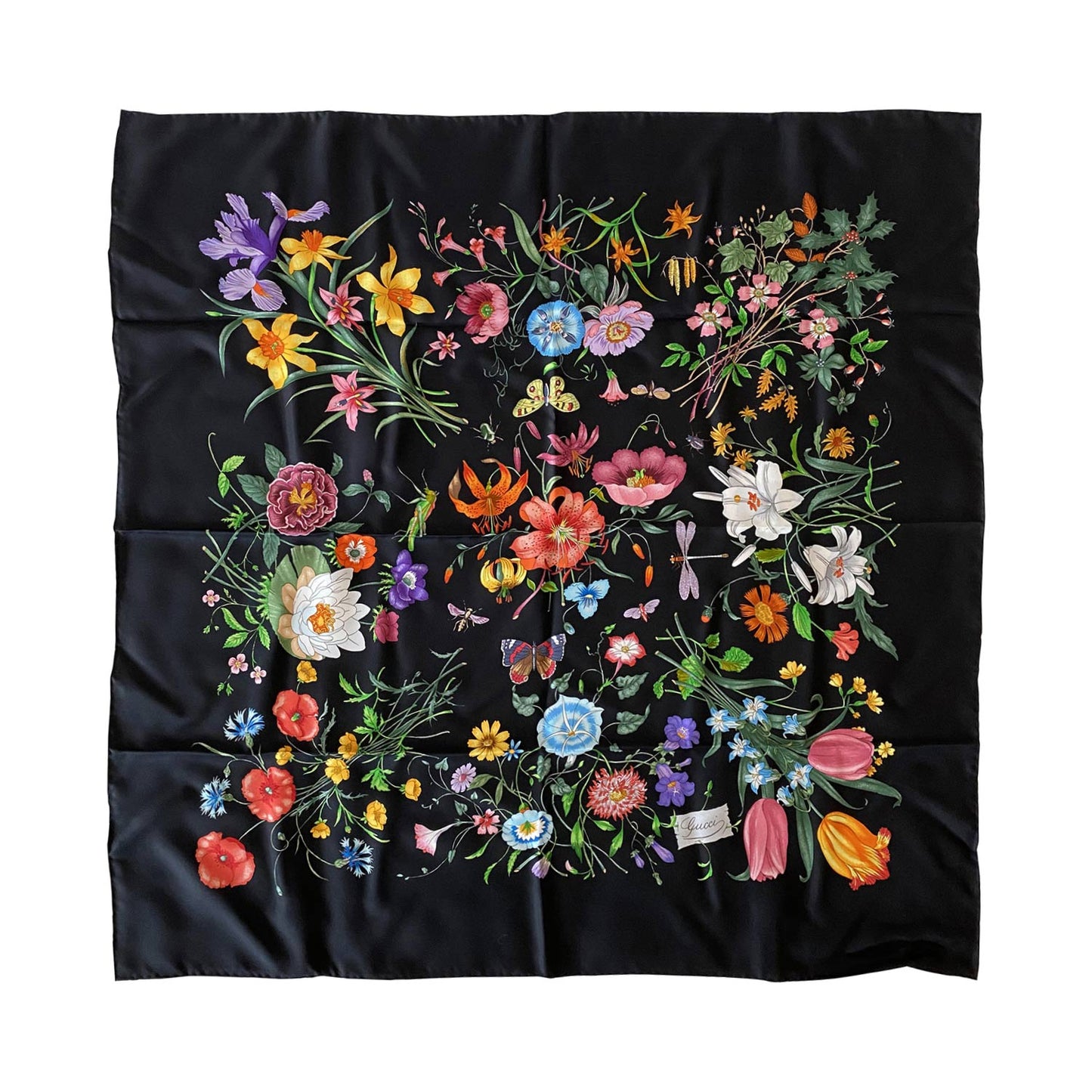 Gucci GG Printed Silk Floral Scarf
