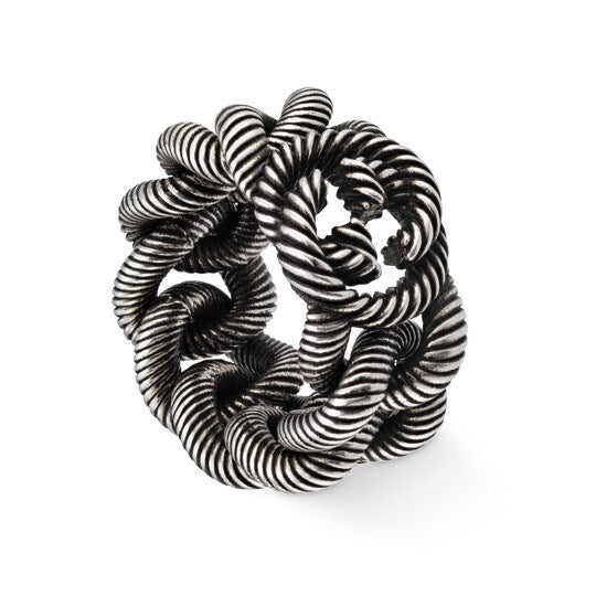 Gucci Silver Ring with Interlocking GG