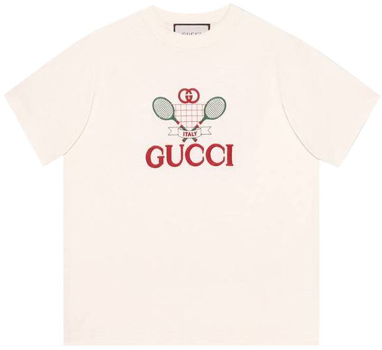 Gucci GG Tennis Cotton Logo T-Shirt in White