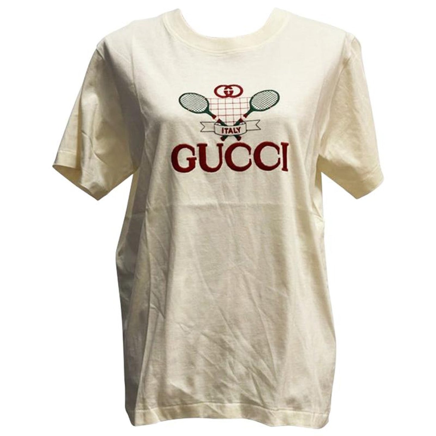 Gucci GG Tennis Cotton Logo T-Shirt in White