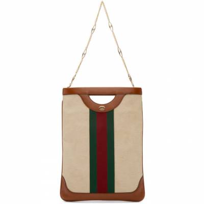 Gucci Interlocking GG Canvas Shoulder Bag with Gold Link Chain