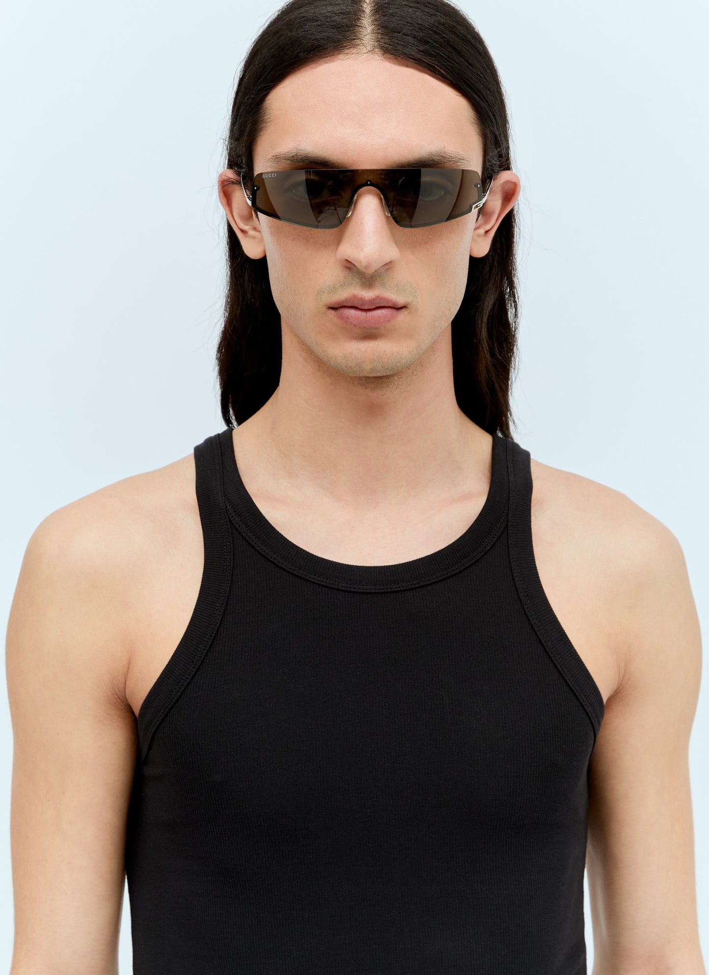 Gucci Men Mask-Shaped Frame Sunglasses