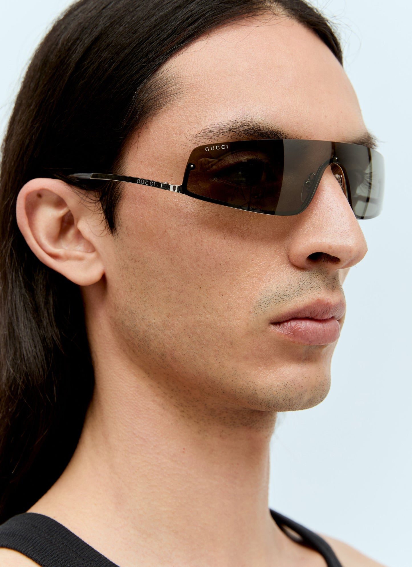 Gucci Men Mask-Shaped Frame Sunglasses