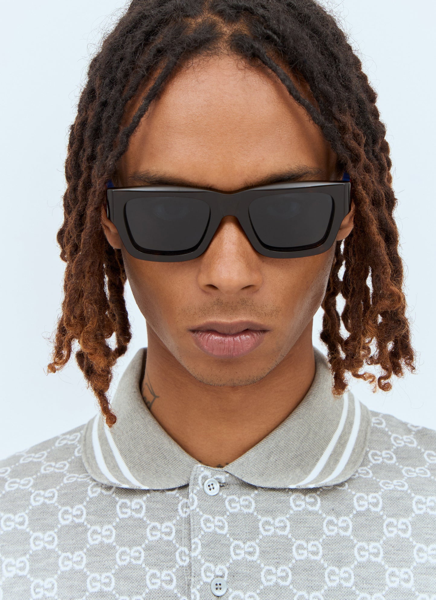 Gucci Men Rectangular Frame Sunglasses