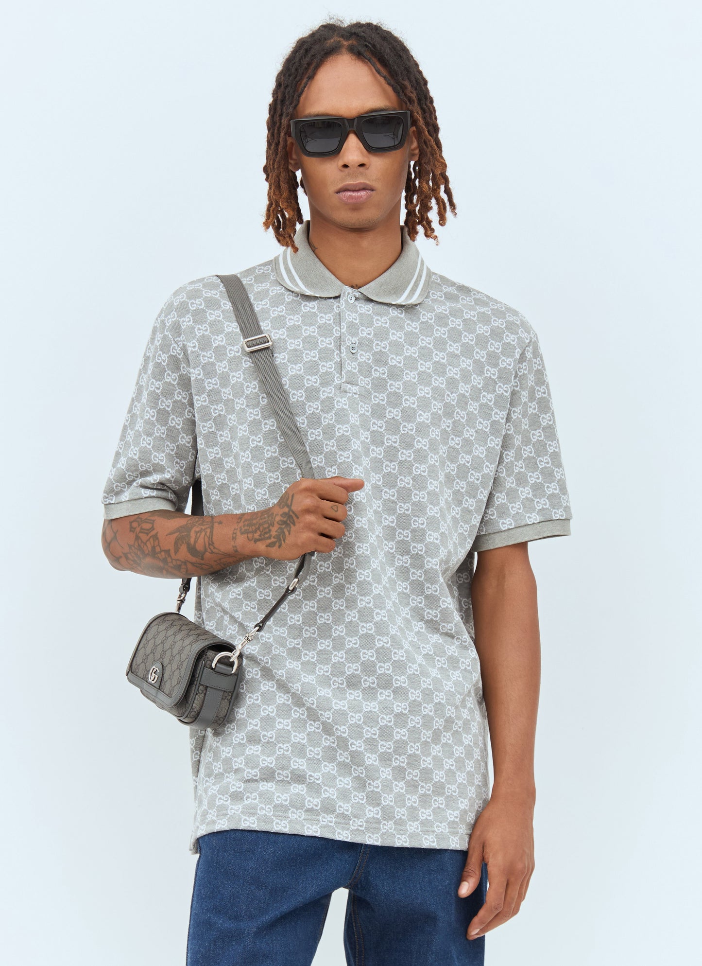 Gucci Men Rectangular Frame Sunglasses