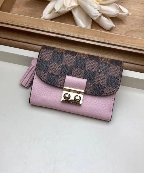 Louis Vuitton Croisette Compact Wallet Damier Ebene canvas w/ grained leather Magnolia