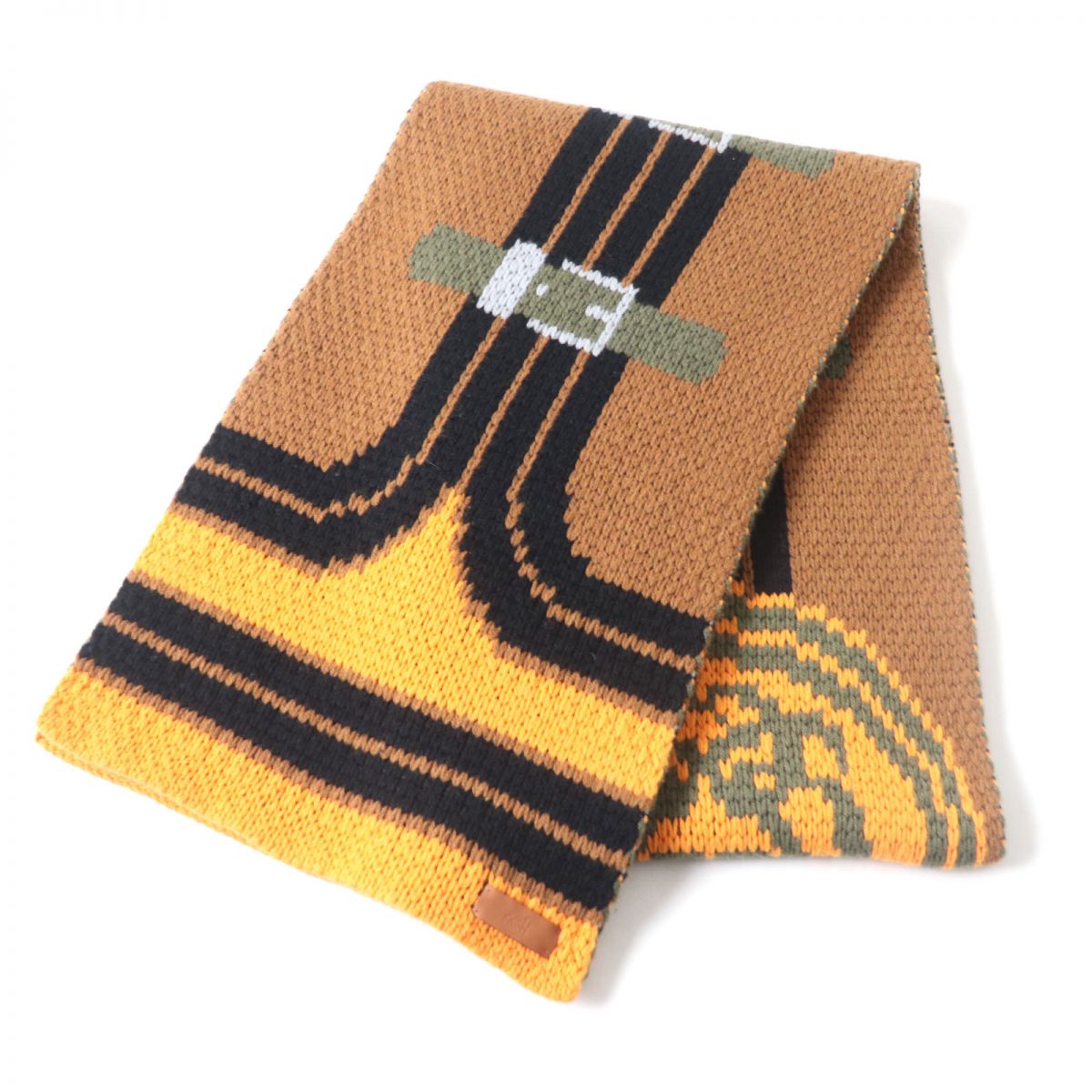 HERMES Scarf Main: 100% cashmere, Leather part: Cowhide multicolor Women Used