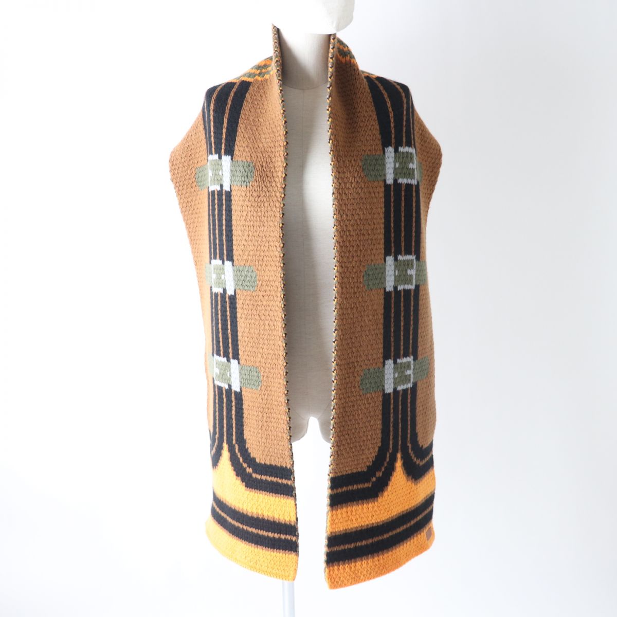 HERMES Scarf Main: 100% cashmere, Leather part: Cowhide multicolor Women Used