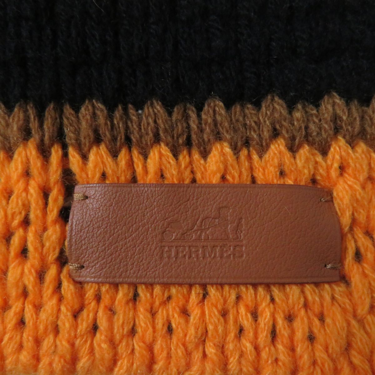 HERMES Scarf Main: 100% cashmere, Leather part: Cowhide multicolor Women Used