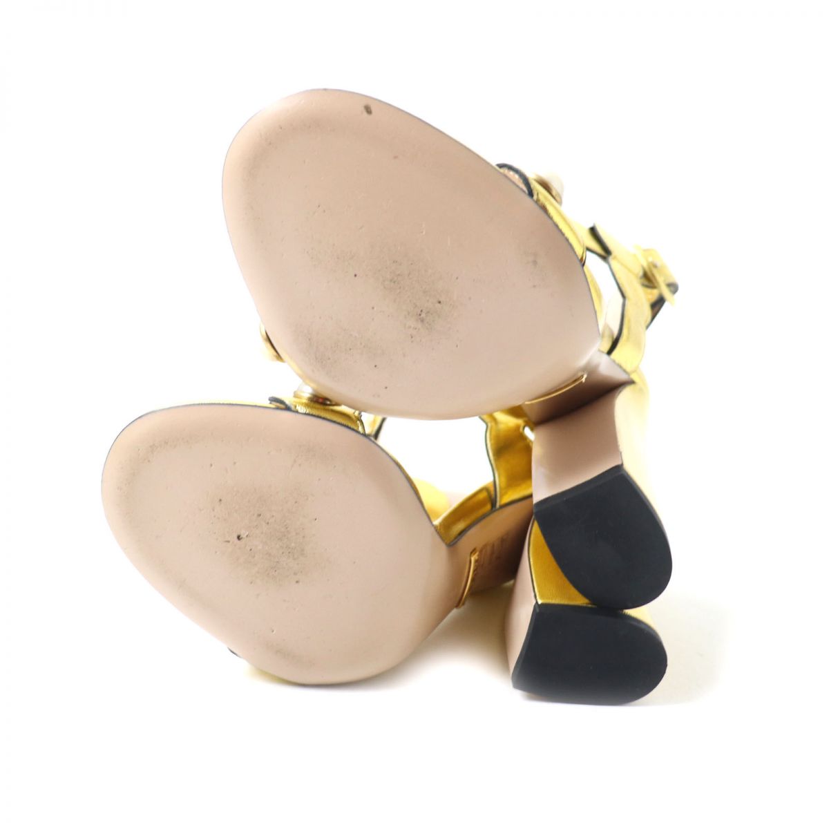 GUCCI Sandals leather gold 35