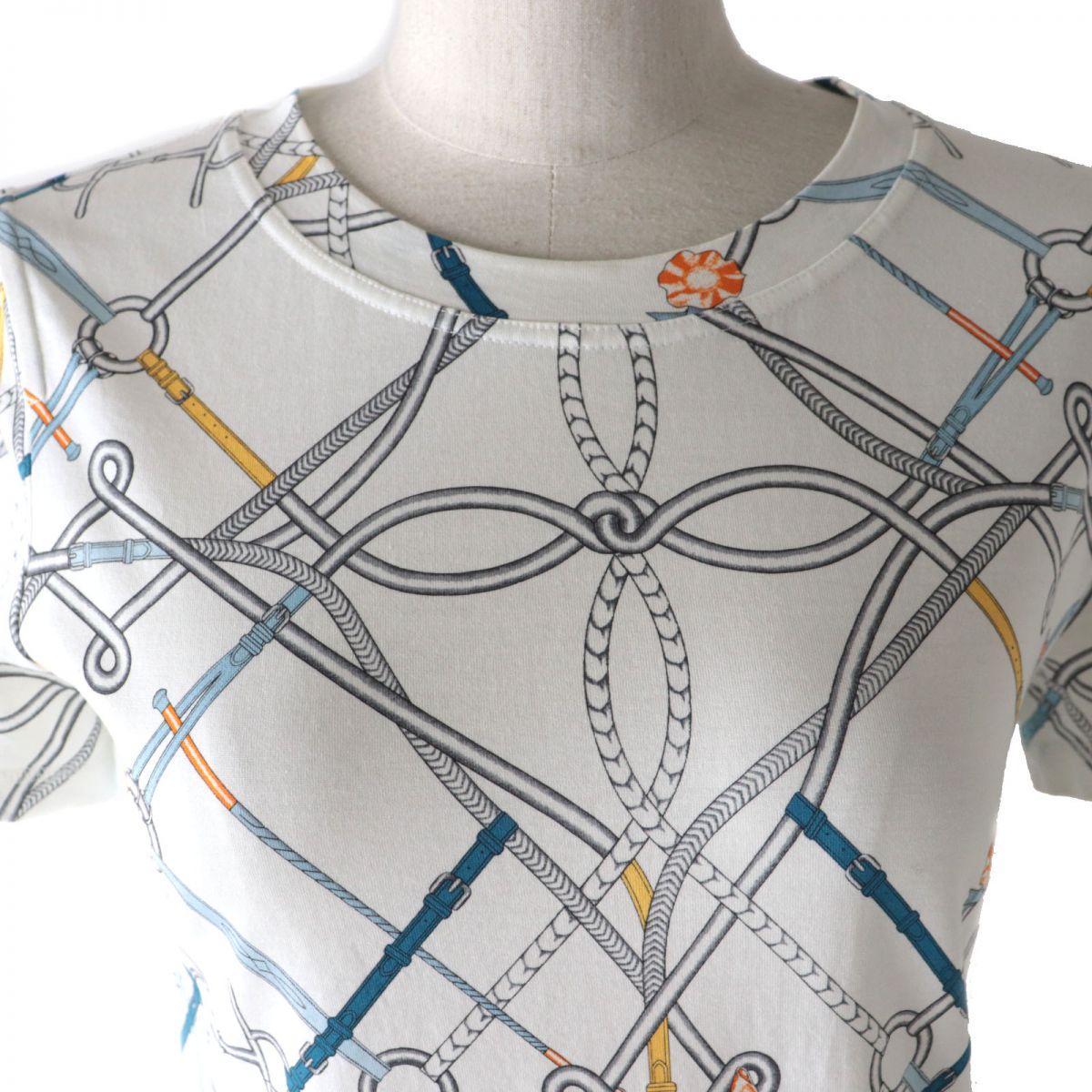 HERMES Cut cotton White x Multicolor 36