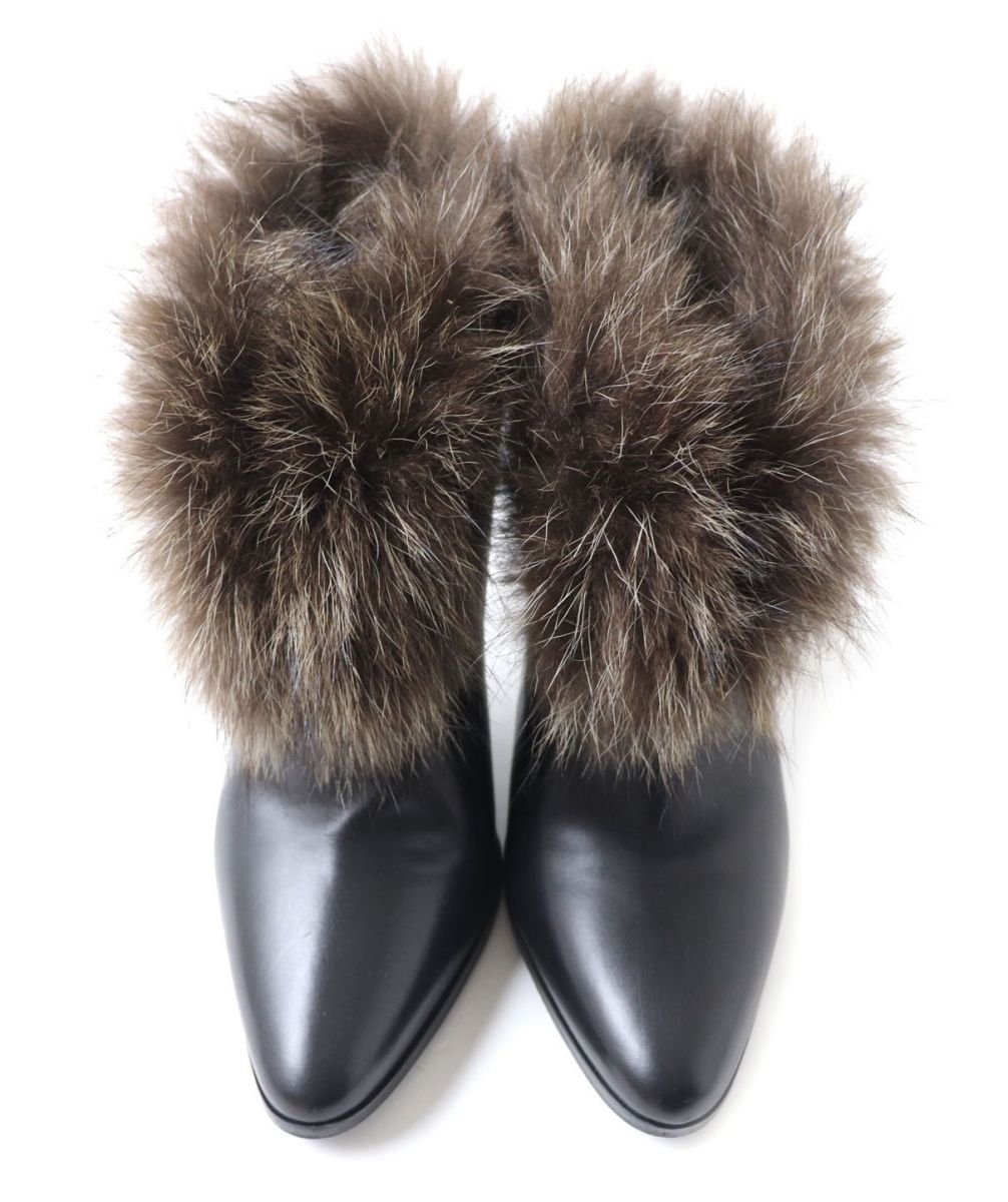 HERMES boots leather Black x brown 36