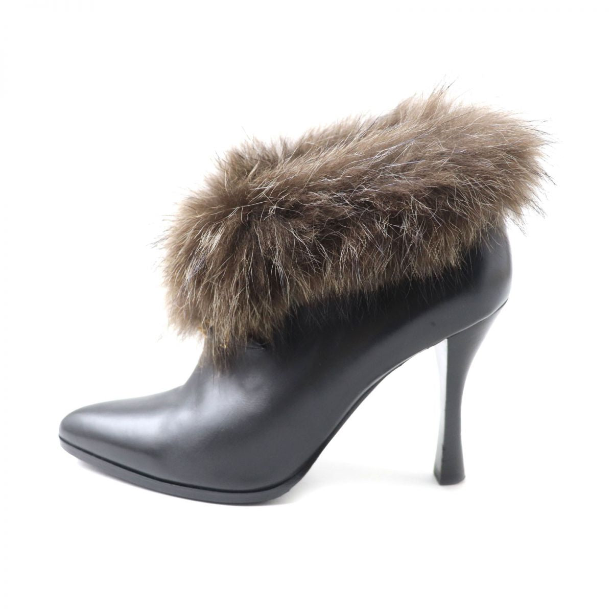 HERMES boots leather Black x brown 36