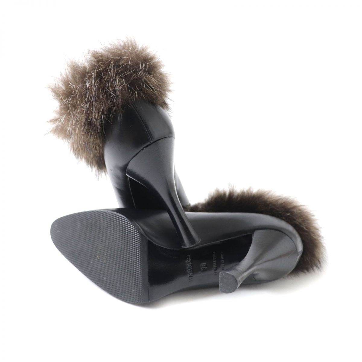 HERMES boots leather Black x brown 36