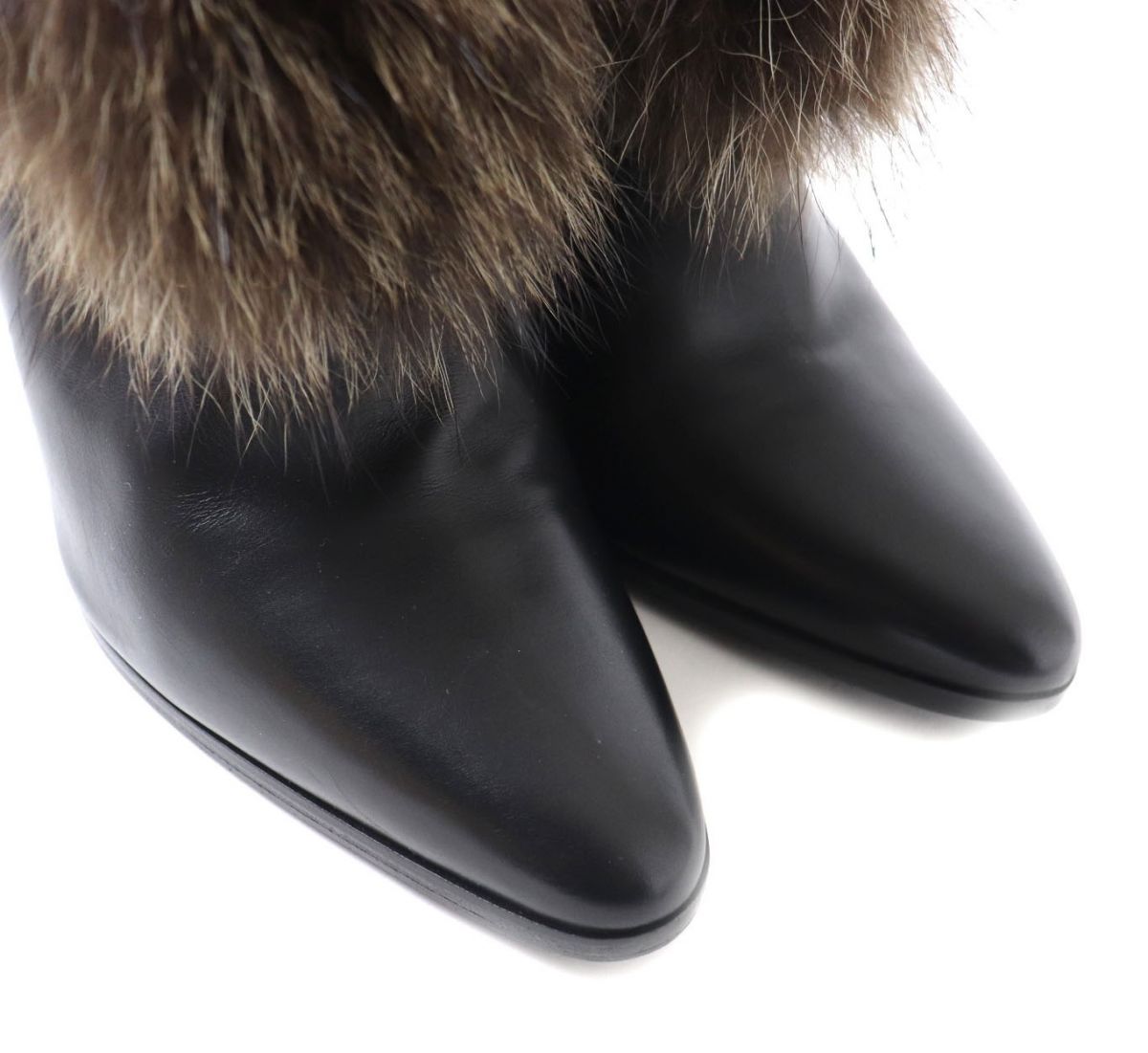 HERMES boots leather Black x brown 36
