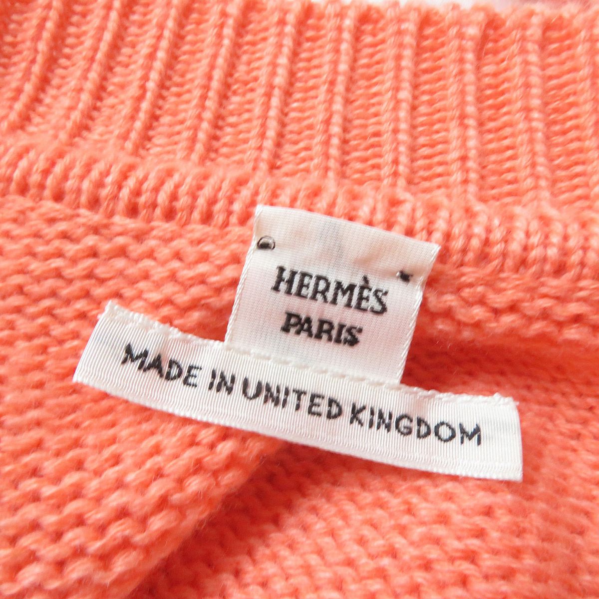 HERMES knit Main: 64% cashmere, Main: 36% cotton Orange Women S Used
